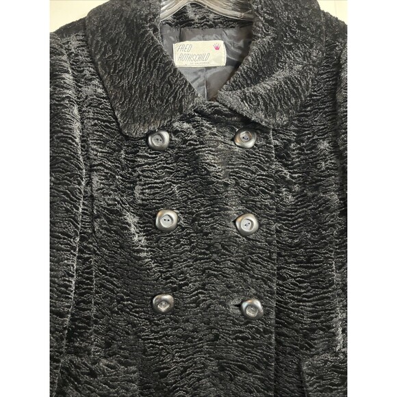 Fred Rothschild Black Faux Fur Vintage Winter Coat Medium - Picture 3 of 8